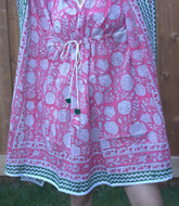 Pink floral short kaftan